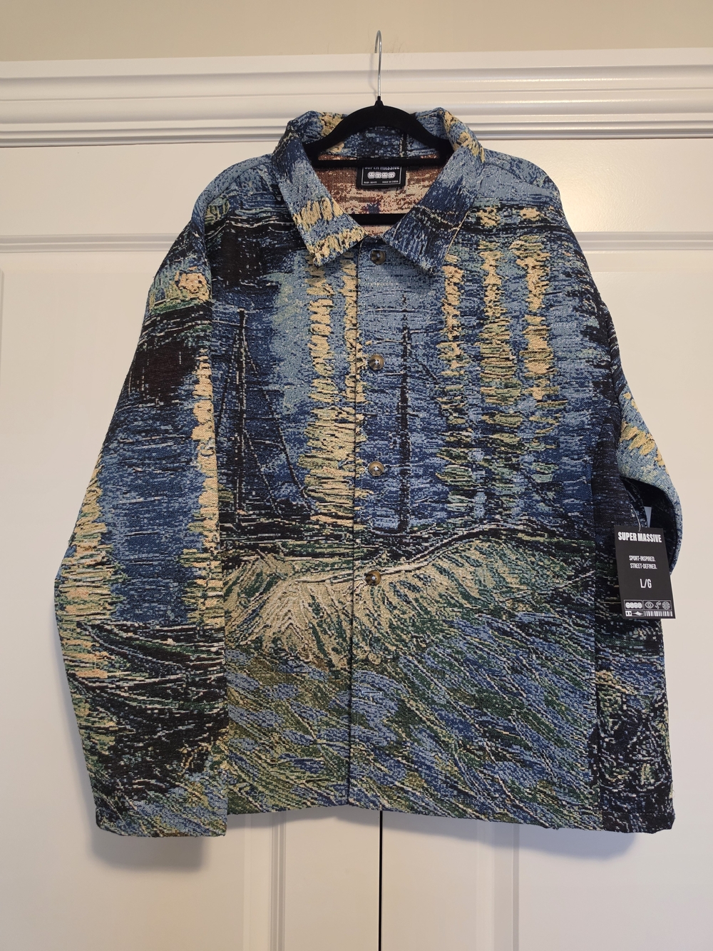 NEW SUPER MASSIVE VAN GOGH STARRY NIGHT OVER THE RHÔNE TAPESTRY JACKET L